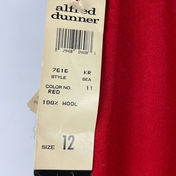 Vintage Alfred‎ Dunner Red 100% Wool Pencil Skirt - Picture 2 of 8